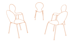 Illustration von einem Stuhlkreis mit wenigen orangefarbenen Linien